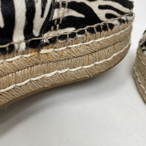 Prada Zebra Print Calf Hair Espadrilles Slip On Platform Open Toe Shoes 39 9 - Picture 8 of 16
